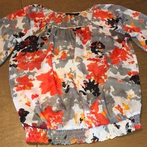 THE LIMITED Loose Fit Gray & Orange Blouse M